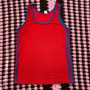 Vintage 1970s Red and Blue Terrycloth Tank Top